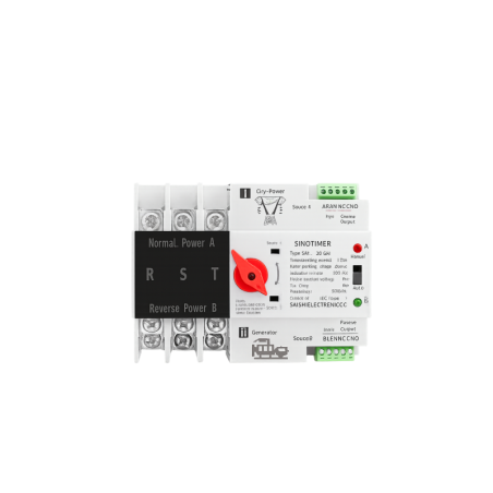 Comutator de transfer automat 3P 3 faze cu șină Din ATS cu alimentare dublă, SINOTIMER, comutator selector electric, 125A